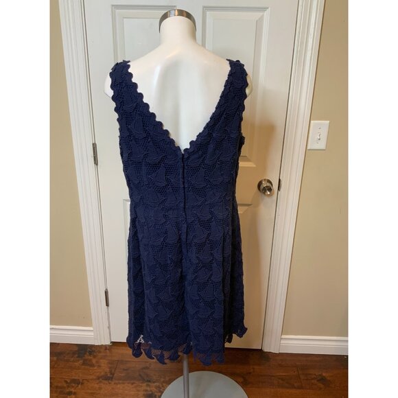 Lilly Pulitzer Navy Blue 3D Lace Sailboat Embroidered Reeve Dress, Size 14 - Picture 7 of 8